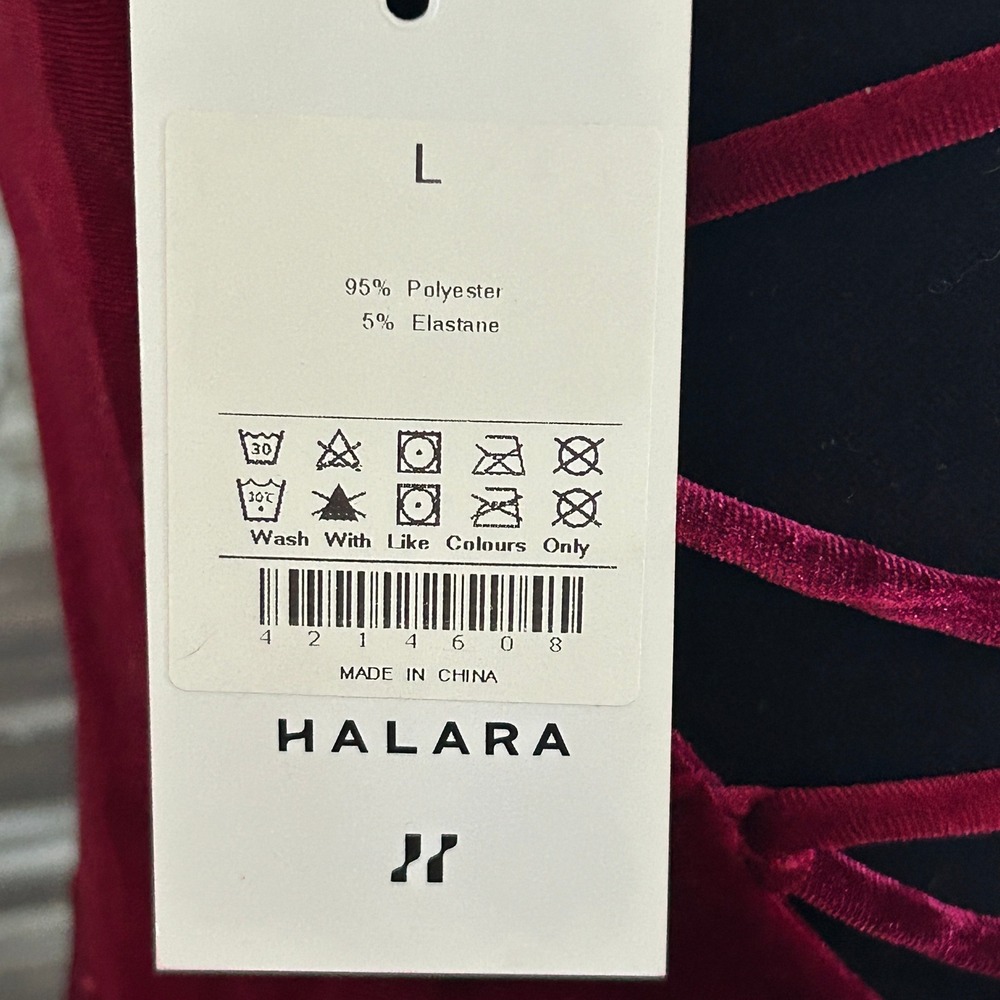 NWT Halara Women's Burgundy Red Velvet Skater Mini Dress - Size Large - Picture 5 of 5
